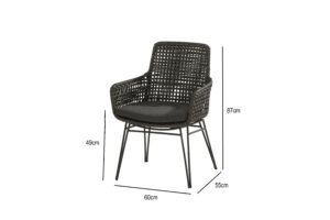 Opera dining chair with cushion cm