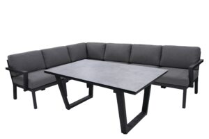 Byron Cozy with alu arm Lounge & Globe Cozy dining alu anthracite with Light grey Hpl top